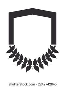 placa de escudo con hojas decorativas