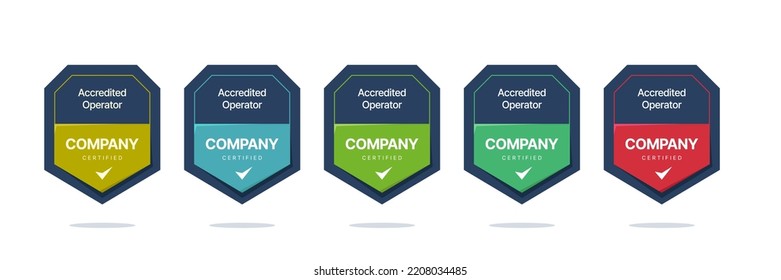 Shield badge design. Certification accredited operator mark template.