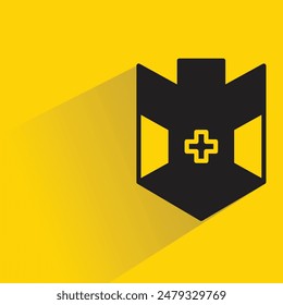 shield badge with drop shadow on yellow background