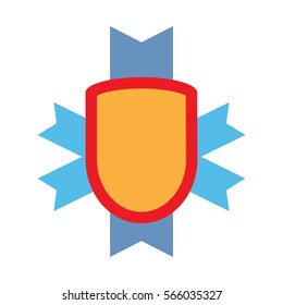 Shield badge with flat ribbon vector. Banner of template for web label shield illustration