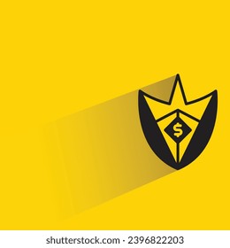 icono de la placa de protección con sombra sobre fondo amarillo