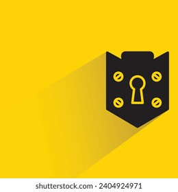 shield badge icon with shadow on yellow background
