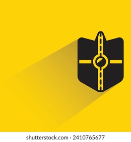 shield badge icon with shadow on yellow background