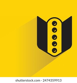 shield badge icon with shadow on yellow background