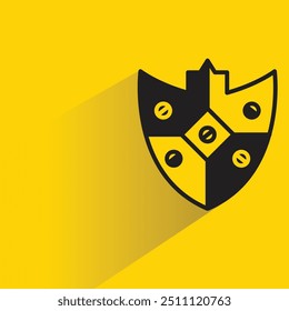 shield badge icon with shadow on yellow background