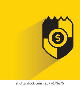shield badge icon with shadow on yellow background