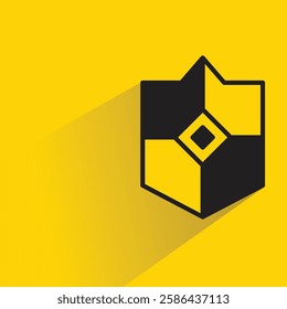 shield badge icon with shadow on yellow background