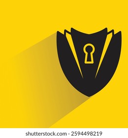 shield badge icon with shadow on yellow background