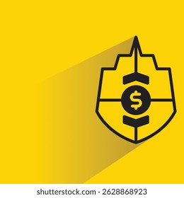 shield badge icon with shadow yellow background