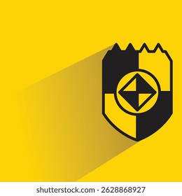 ícone de emblema de escudo com fundo amarelo-sombra