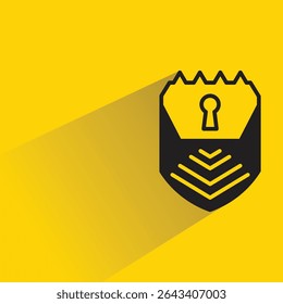 shield badge icon with shadow yellow background