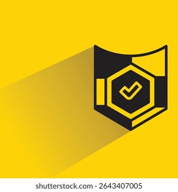 shield badge icon with shadow yellow background