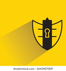 shield badge icon with shadow yellow background