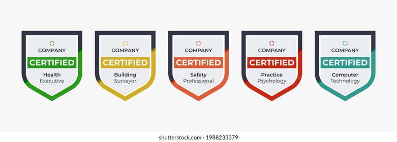 Shield badge icon template. Certified logo base on criteria. Vector certification icon label illustration