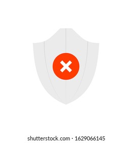 Shield badge icon with a thin cross line check mark. This shield badge with tick icon shows a concept of a system's security, safety and reliability. The concept of safe insurance protection.