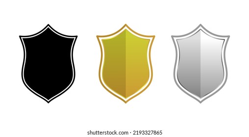 Shield badge icon vector set isolated on white background