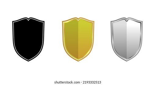 Juego de vectores de icono Escudo aislado en fondo blanco