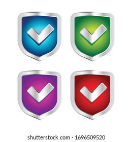 Shield badge icons set. 3D illustration of shield badge vector icons isolated on white background