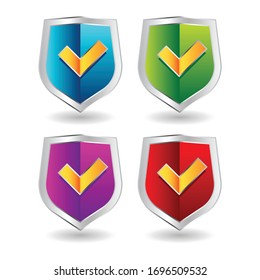 Shield badge icons set. 3D illustration of shield badge vector icons isolated on white background
