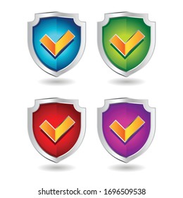 Shield badge icons set. 3D illustration of shield badge vector icons isolated on white background