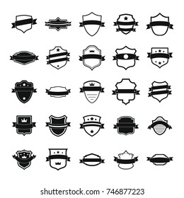 Shield badge icons set. Simple illustration of 25 shield badge vector icons for web