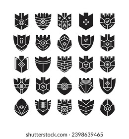 iconos de insignia de escudo conjunto de ilustración vectorial