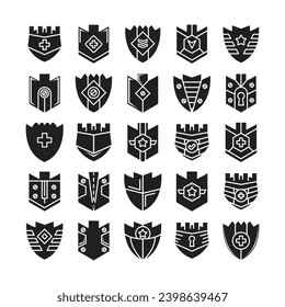 shield badge icons set vector illustration