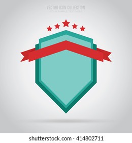Shield badge isolated vector in flat design style. Colorful abstract guard badge or secure label. Medieval achievement