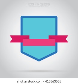 Shield badge isolated vector in flat design style. Colorful abstract guard badge or secure label. Medieval achievement
