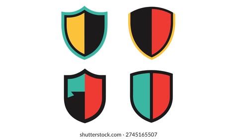 Shield badge Line bold creative color illustration