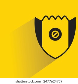 shield badge with shadow on yellow background