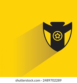 shield badge with shadow on yellow background