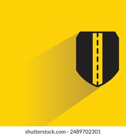 shield badge with shadow on yellow background