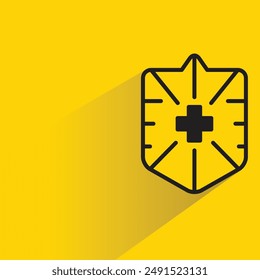 shield badge with shadow on yellow background