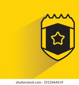 emblema de escudo com sombra no plano de fundo amarelo