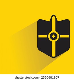 shield badge with shadow on yellow background