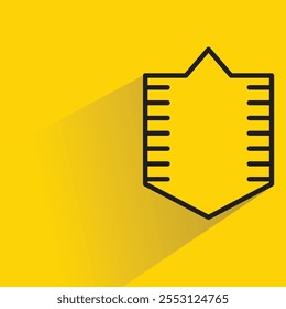 emblema de escudo com sombra no plano de fundo amarelo