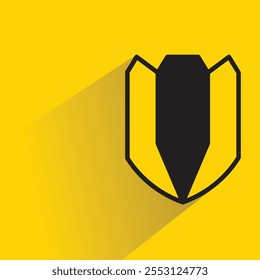 shield badge with shadow on yellow background