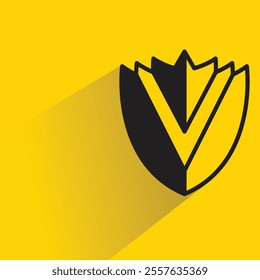shield badge with shadow on yellow background