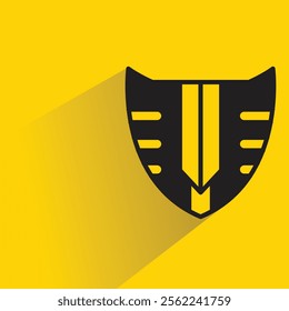 shield badge with shadow on yellow background