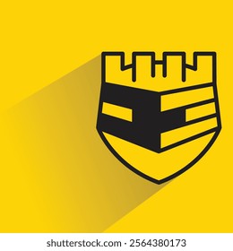 shield badge with shadow on yellow background