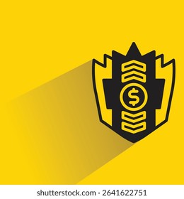 shield badge symbol icon with shadow yellow background