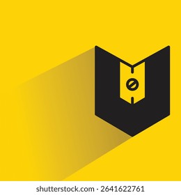 shield badge symbol icon with shadow yellow background