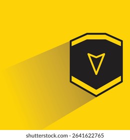 shield badge symbol icon with shadow yellow background
