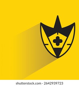 shield badge symbol icon with shadow yellow background