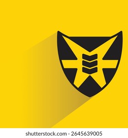 shield badge symbol icon with shadow yellow background
