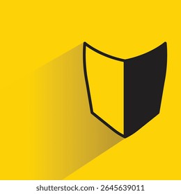 shield badge symbol icon with shadow yellow background
