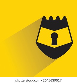 shield badge symbol icon with shadow yellow background