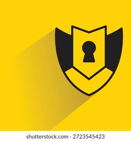 Símbolo de la insignia del escudo con la sombra sobre fondo amarillo