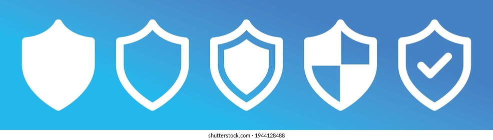 Ilustración de los vectores de insignia de escudo sobre fondo azul.